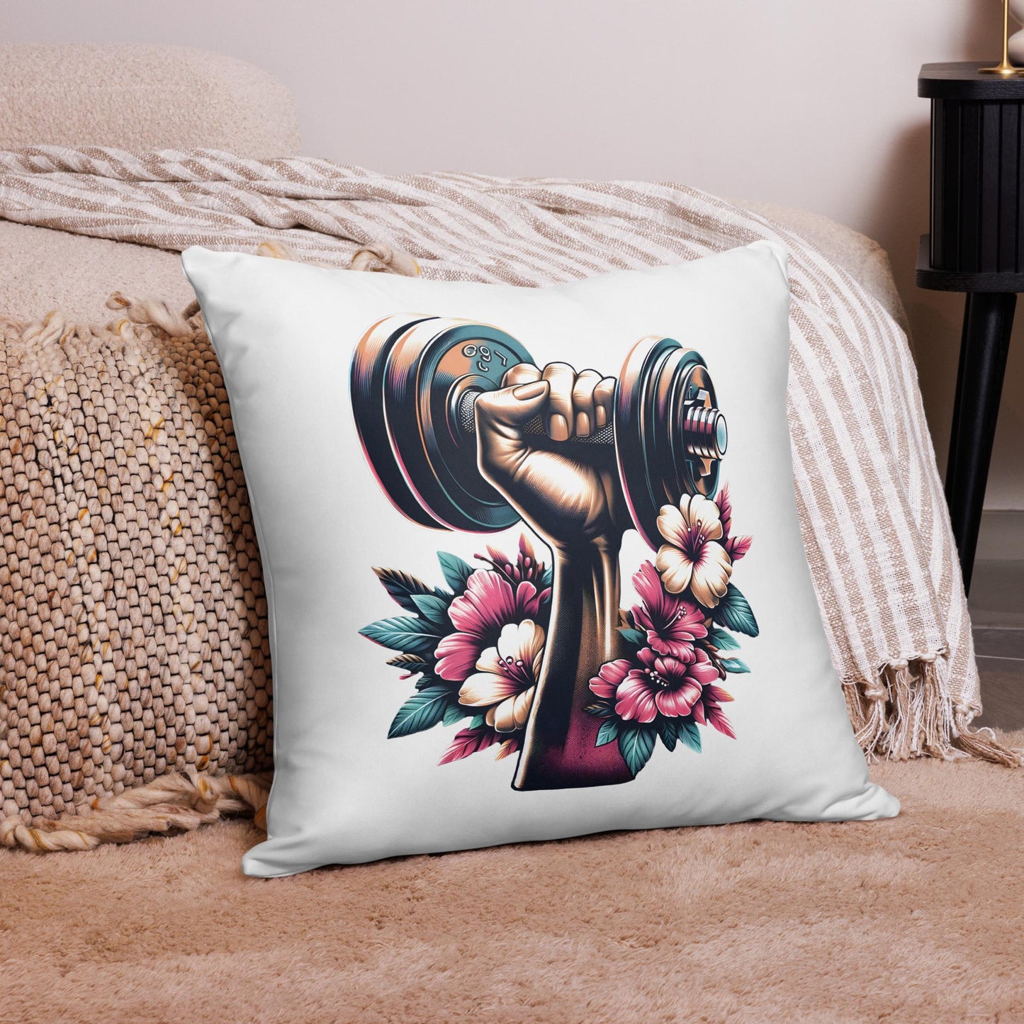 Hand with Dumbbell Workout Inspiration Pillow