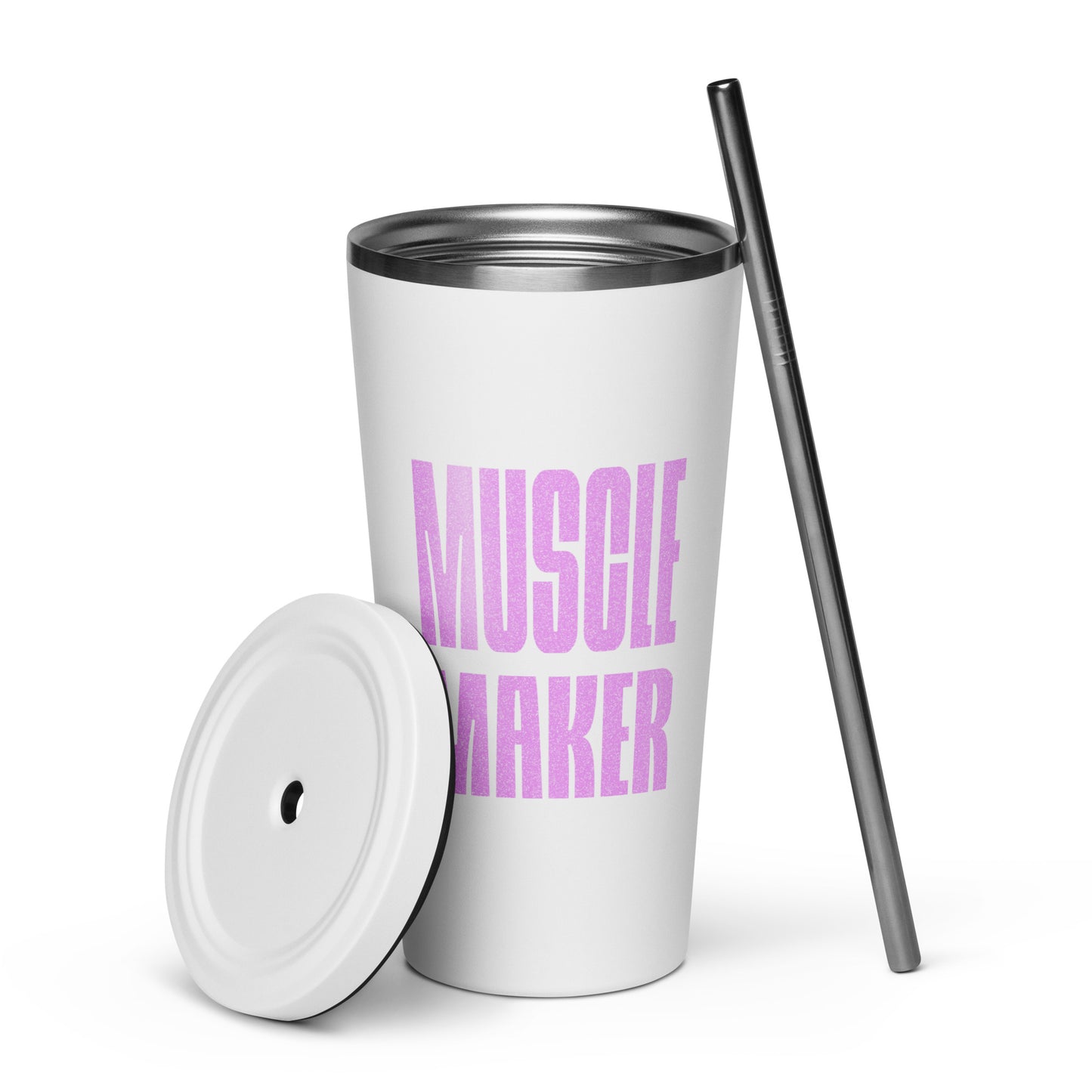 Insulated Tumbler with Straw - Muscle Maker