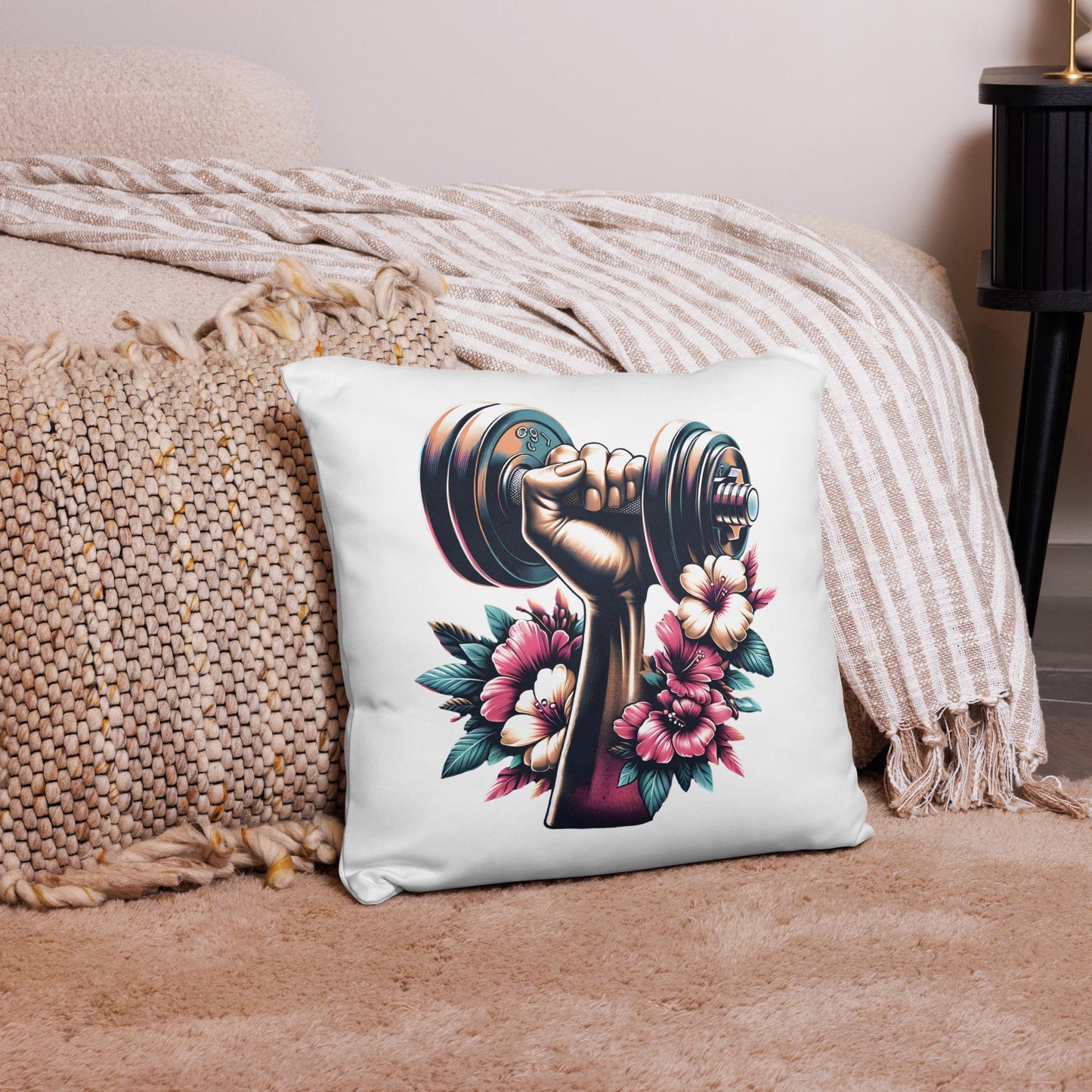 Hand with Dumbbell Workout Inspiration Pillow