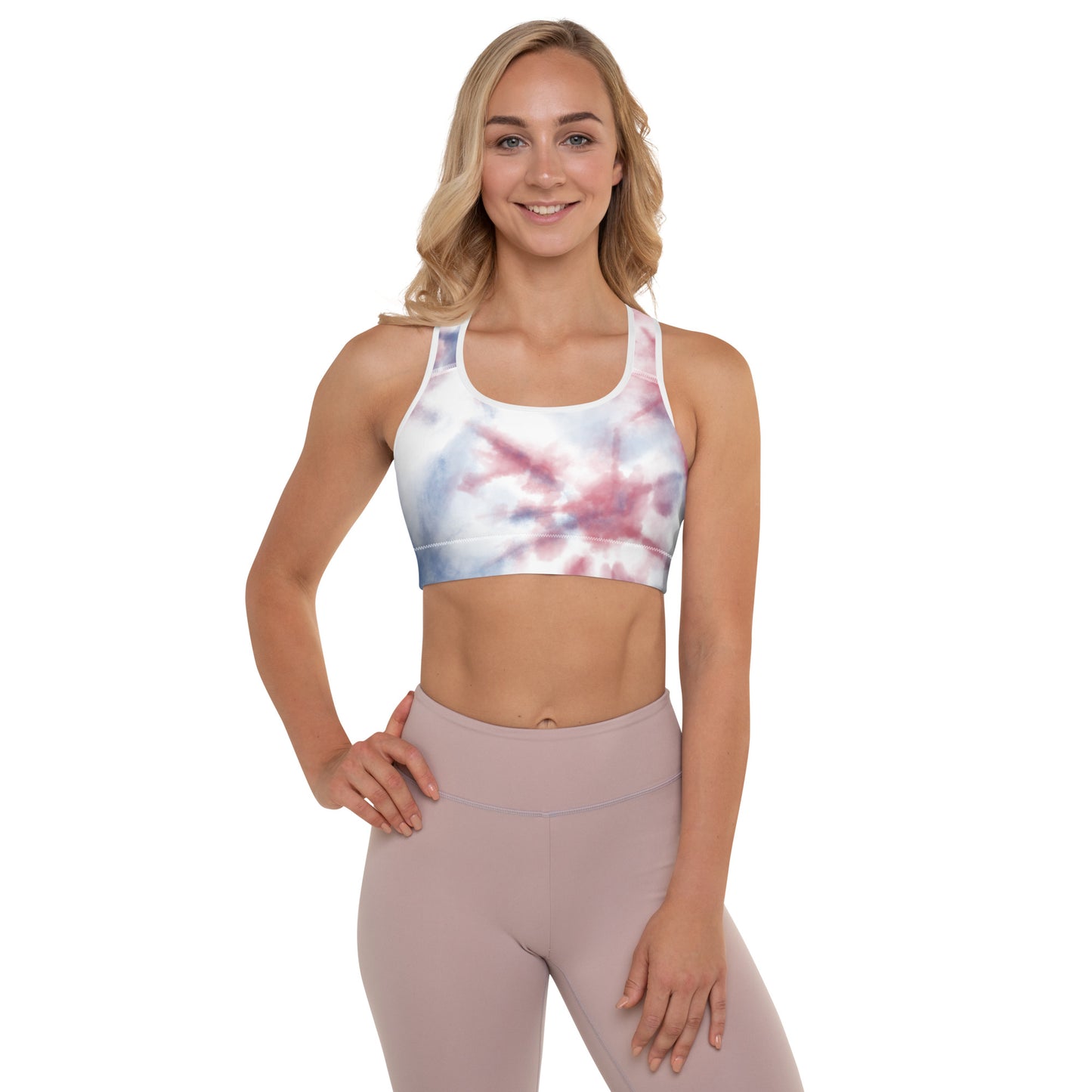 Queen Power Sports Bra - Red & Blue Tie Dye