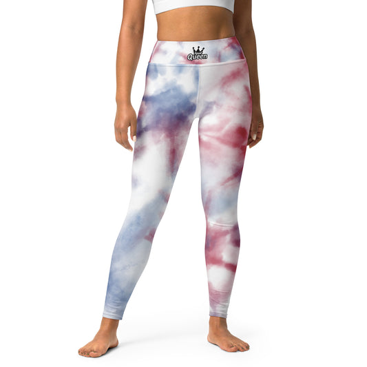 Queen Power Legging - Red & Blue Tie Dye