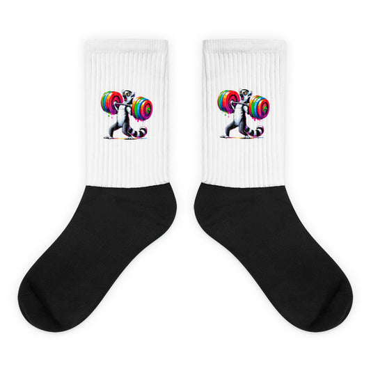 Graphic Fitness Socks - Lemur Lifting Barbell