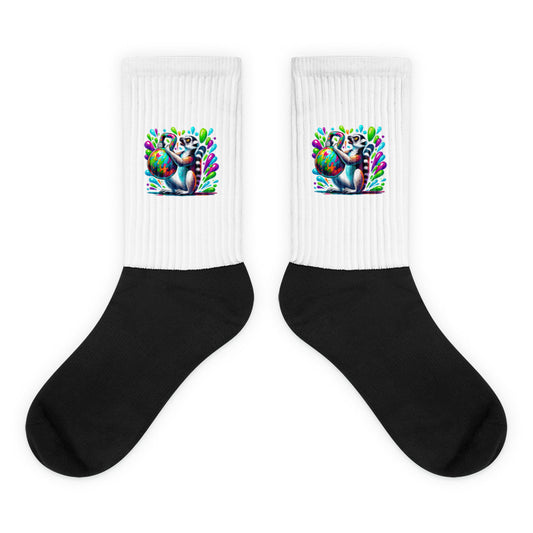 Graphic Fitness Socks - Lemur Lifting Kettlebell