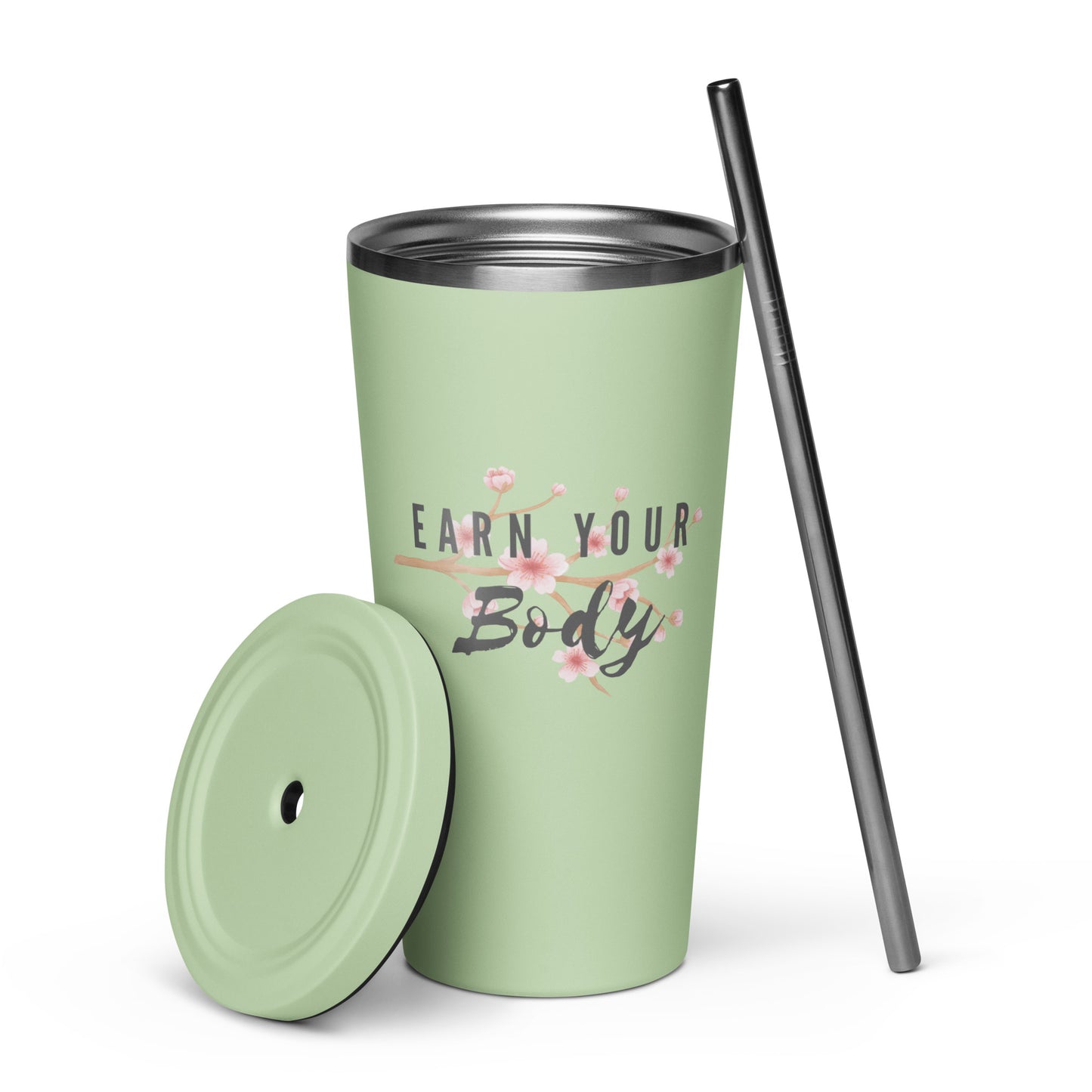 Insulated Tumbler With Straw - Earn your Body