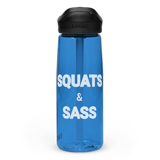 Gym-Ready Sports Water Bottle Squats & Sass