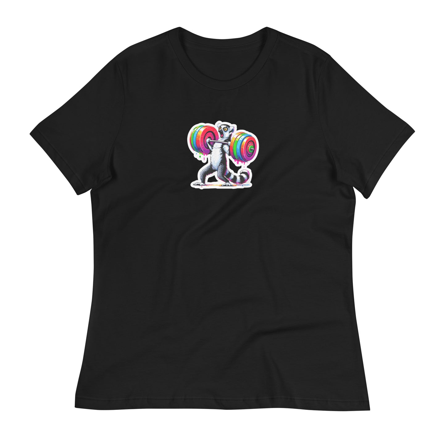 Sports Fashion T-Shirt - Lemur lifting Barbell